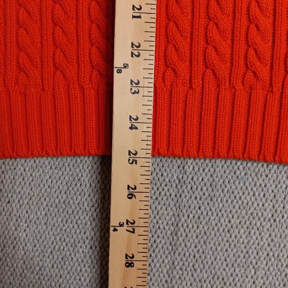 Lauren Ralph Lauren Petite Vintage Sweater Womens P/L Orange Cable Knit Crest - Picture 12 of 14